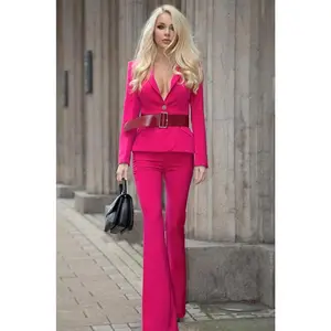 Jacqueline Belted Blazer & Flare Pants Suit