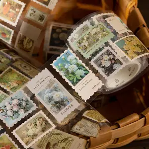 Random Color Gold Foil Stamp Tape Roll, Vintage Retro Postmark Sticker for Journal Phone Case DIY Decoration, 1 Roll Random Color