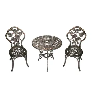 212 MAIN Rust-Free 3-Piece Outdoor Patio Bistro Furniture Set - 23.5x23.5in Round Cast Aluminum Dining Table, Antique Bronze Finish, Patio Bistro Set