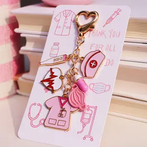 Nurse Appreciation Keychain with Medical Charms, Heart, Perfect Nurse Week Gift for Women, Healthcare Worker Thank You Gift