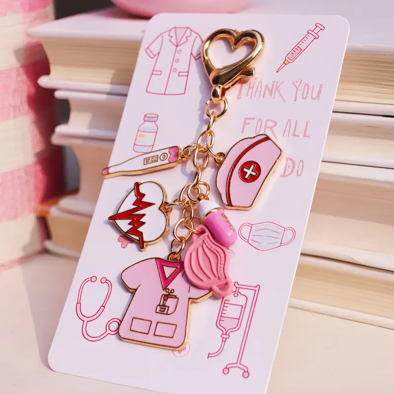 Nurse Appreciation Keychain Accessory with Medical Charms, Key Rings, Perfect Nurse Week Gift for Women, Healthcare Worker Thank You Gift, Key Accessories, Keyrings for Keys