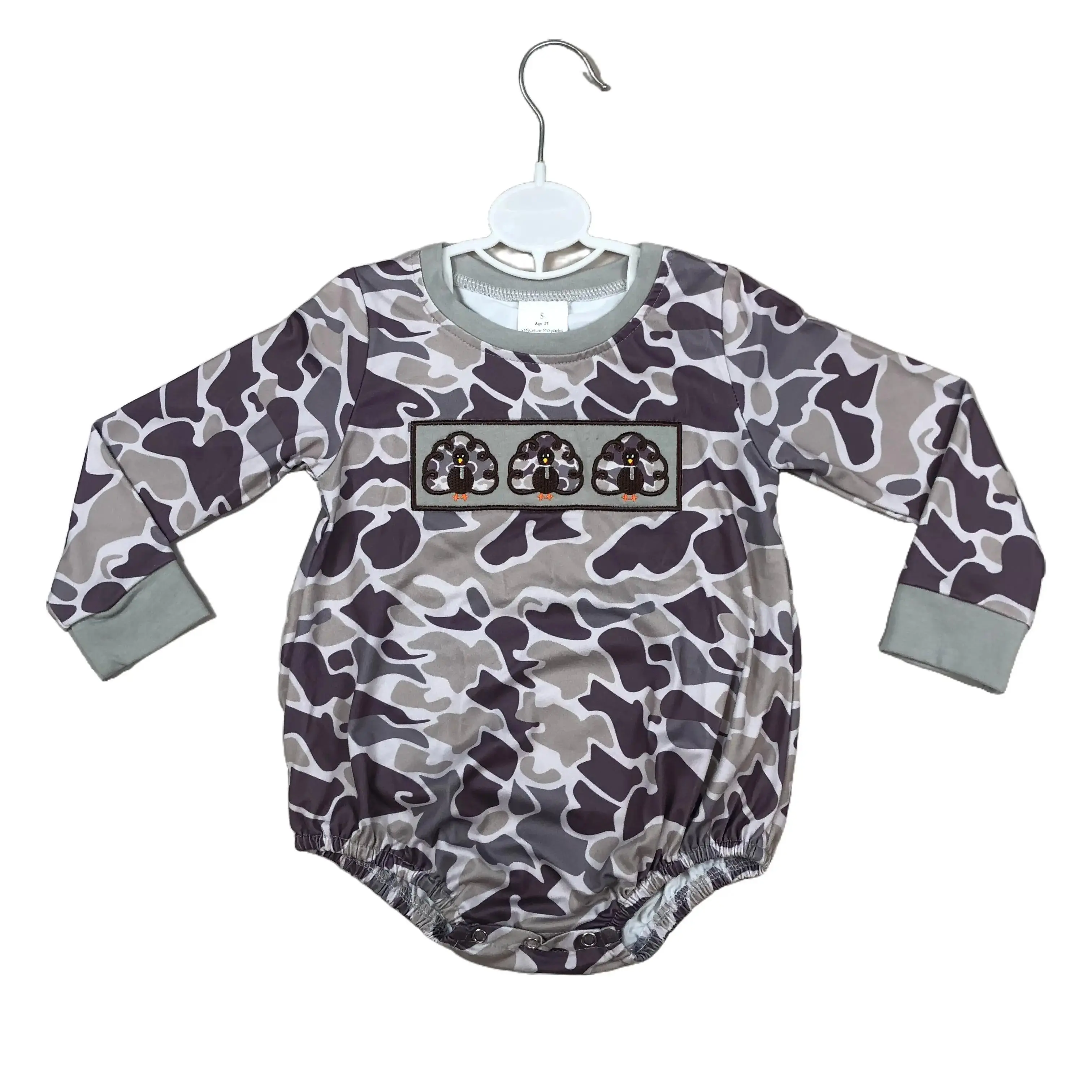 Baby Boy Thanksgiving Bodysuit Romper, Camouflage Turkey Hunting Style, Elastane Plain Fabric, 3T Size, Baby Boy Stuff