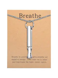 Mindfulness Breathing Necklace Stress Relief Pendant Stainless Steel Anxiety Breathe Necklace for Women Men，Graduation season, back-to-school gifts, presents for him/her, Minimalist Necklace