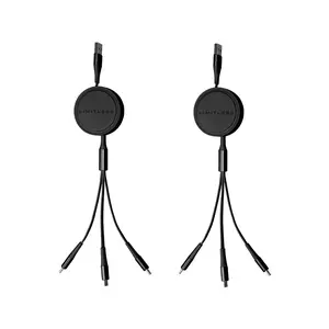 Limitless Set of 2 3-in-1 49" Retractable Charging Cable Hub