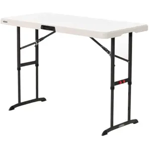 4-Foot Commercial Adjustable Folding Table, Almond