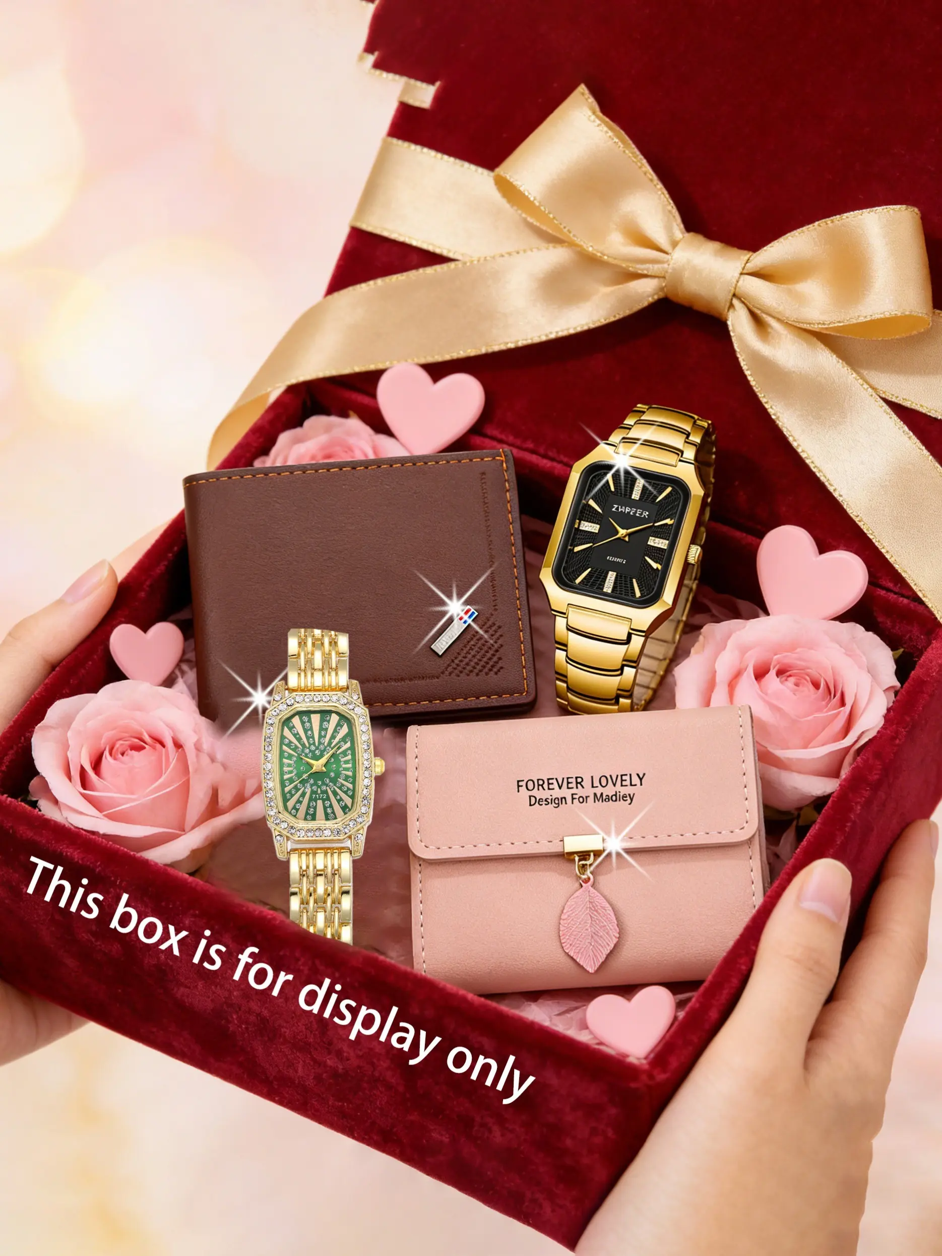4pcs Luxury Couple Watches Set with Wallet, Perfect Gift for Him, Valentine's Day, Christmas, Thanksgiving, Back-To-School Season