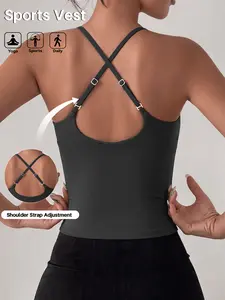 Women's Sports Bra Tank Top, Adjustable Shoulder Straps, Sleeveless Design, Medium Support, High-Impact Lift, Suitable for Training, Running, Yoga