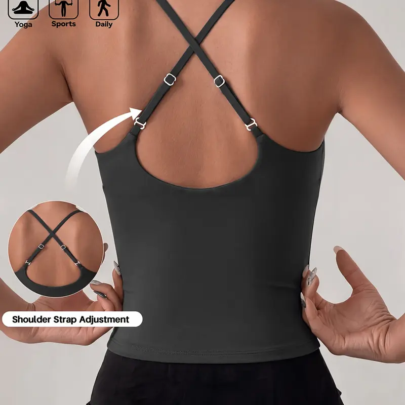 Women's Sports Bra Tank Top, Adjustable Shoulder Straps, Sleeveless Design, Medium Support, High-Impact Lift, Suitable for Training, Running, Yoga, Sports Yoga Gymswear, Active Tank Bra, Workout Bra, Yoga Bras, Sportswear Bra