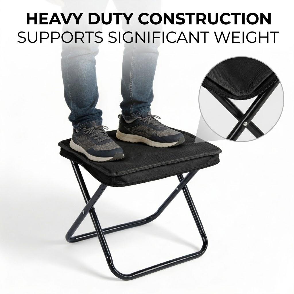 Portable Folding Camping Chair, Multi-Functional Outdoor Stool for Camping & Fishing, Compact Foldable Mini Bench Seat, Lightweight Travel Stool