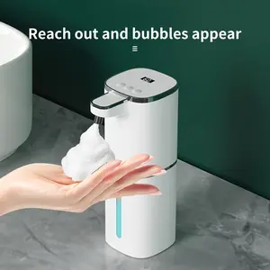 Automatic Foaming Soap Dispenser 12.85oz, LED Display, Ipx5 Waterproof, USB Charging, Wall-Mounted & Desktop, Ideal for Kitchen, Bathroom, Office