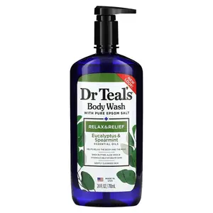Dr. Teal's Body Wash With Pure Epsom Salt, Relax & Relief, Eucalyptus & Spearmint, 24 fl oz (710 ml)