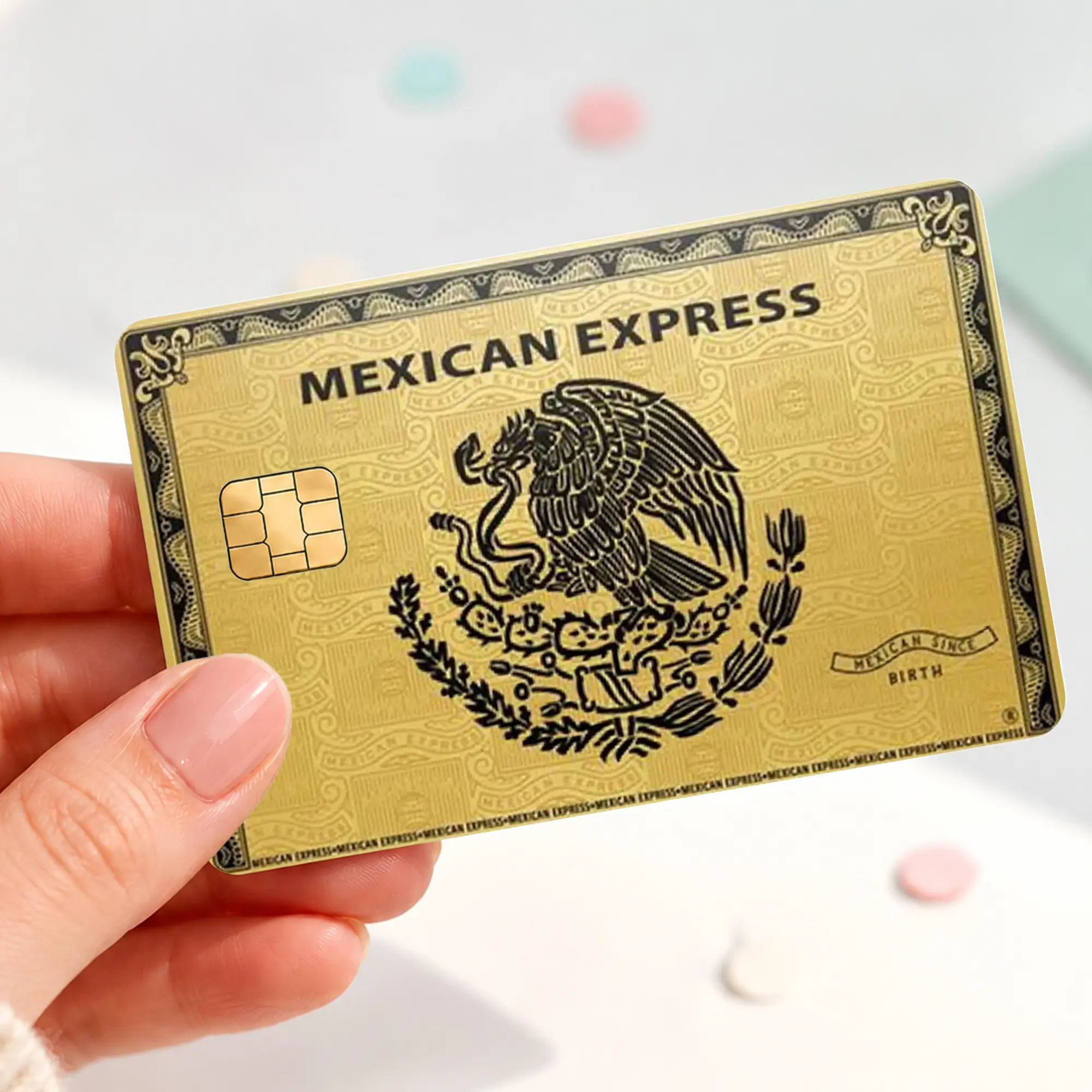 Mexican Eagle Credit Card Skin, Gold Mexico Card Sticker