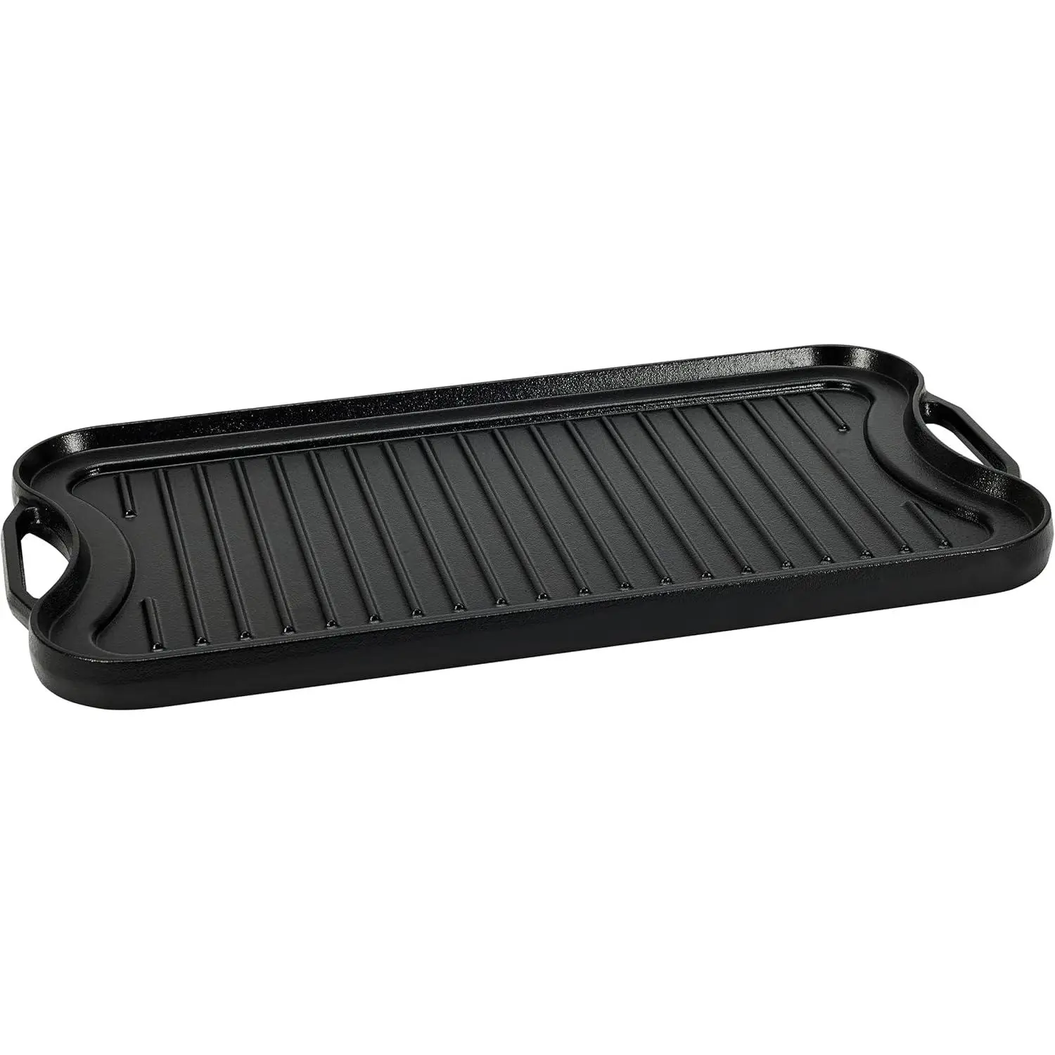 Pre-Seasoned Cast Iron Reversible Grill Pan with User-Friendly Handles, 20x10.63x0.98in Black Rectangular Bakeware, Oven Safe Up to 500°F, Even Heat Distribution, Hand Wash Only for Camping Griddle Cooking