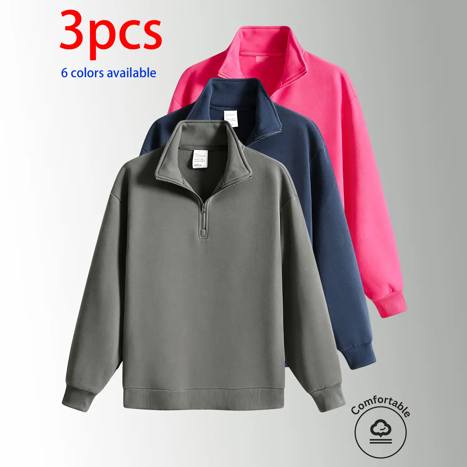 Dark gray + navy blue + rose red