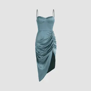 Cider Women's Illusion Ruched Casual Midi Dress - 5 Colors, Size 2-26