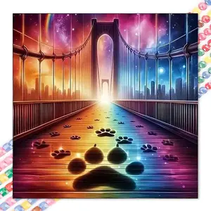 1 DIY diamond painting kit, 5D diamond art set, DIY decor, paw print on bridge, diamond painting kit with full round diamonds, mosaic, diamond art, DIY home decoration, suitable for Christmas.
