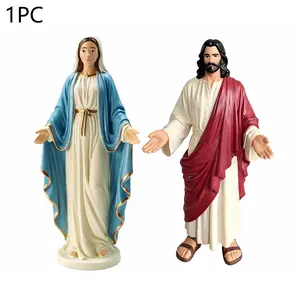 Religious Resin Statue Set, Jesus and Mary Statues, Open Arms Design, Home Desktop Decor, Christian/catholic Art Decorations