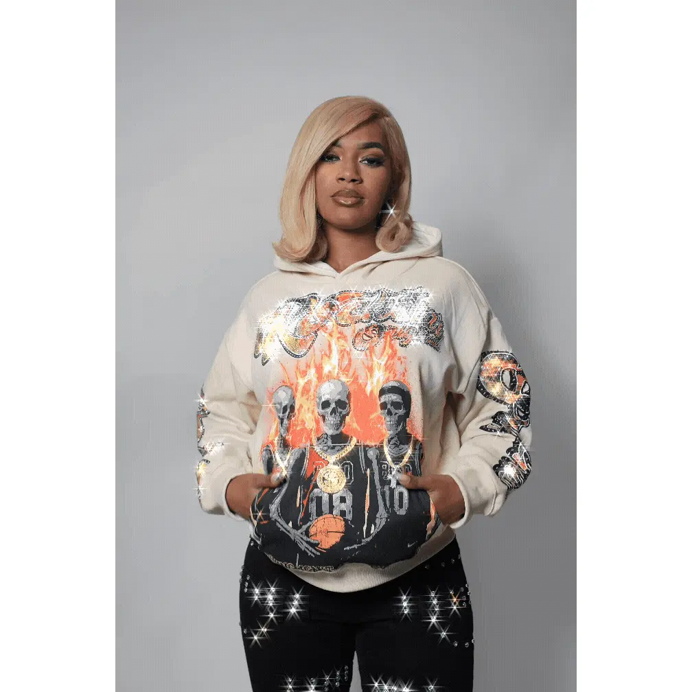 Felicita Beige Rhinestone Hoodie