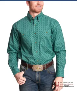 WRANGLER X GEORGE STRAIT TEAL/GREEN PAISLEY LS SHIRT - 112360007