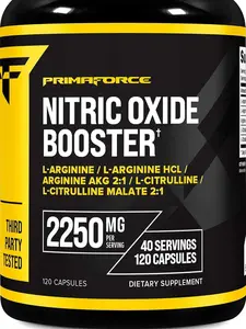 Primaforce Nitric Oxide Booster (2,250mg, 120 Capsules) - 40 Servings of Our Nitric Oxide Boosting Blend for Pre-Workout and Post-Workout