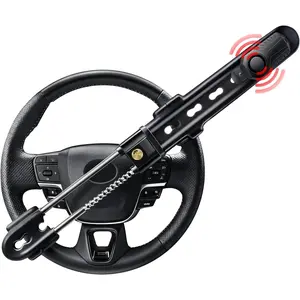 Steering Wheel Lock with 113db Alarm Heavy Duty Anti Theft Device with Motion Sensor Adjustable Locking with 2 Keys for Auto Truck Van SUV