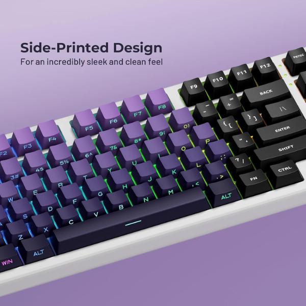 XVX Side Print Keycaps Shine Through Double Shot PBT Keycaps Custom Key Caps 60 65 75 100 Percent Gradient Purple 136 Keys Set OEM Profile Minimalist Style for Cherry Gateron MX Switches Keyboard