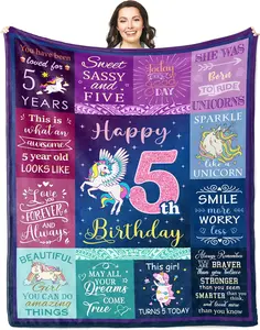 5 Year Old Girl Birthday Gift Ideas Blanket 50"x40", Birthday Gifts for 5 Year Old Girls, 5 Year Old Girl Birthday Gifts, 5th Birthday Gifts for Girls, 5th Birthday Decorations Girl