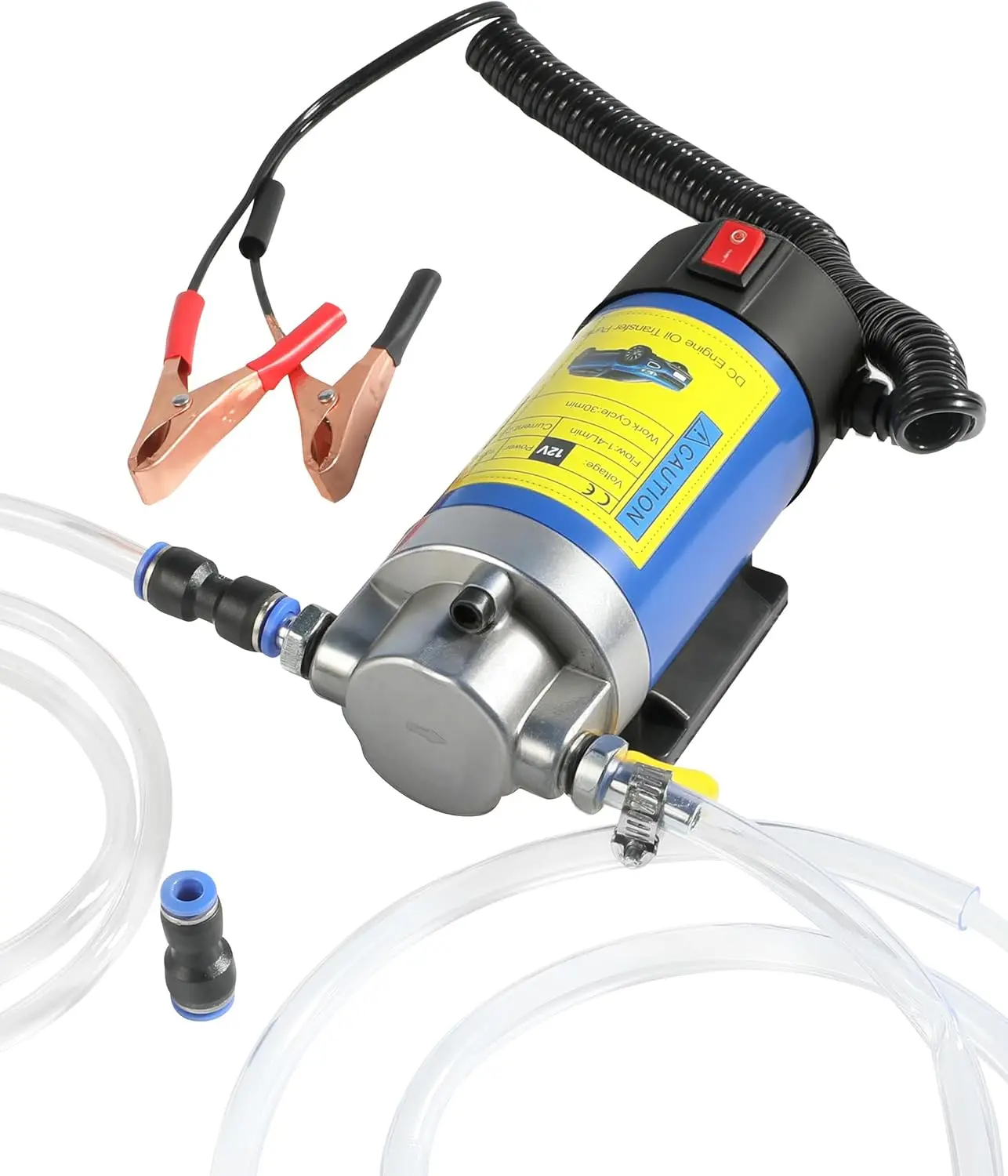 GJANSH 12V Electric Oil Extractor Pump, Self-Priming Transmission Fluid Pump, Universal Automotive Oil Change Tool for Cars, Motorcycles, Pressure Washers, Lawn Mowers