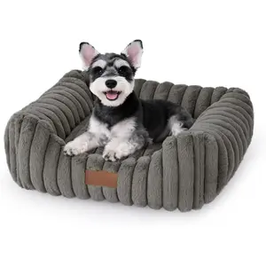 Small  Beds for Small Dogs - Washable  Beds for Indoor Cats, Rectangle  Puppy Bed with  Removable Cover, 20x19x7inches, Grey