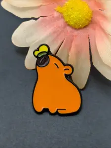 Cute Capybara Enamel Pin, Cartoon Orange Capybara Brooch, Animal Lapel Badge for Backpack Jacket