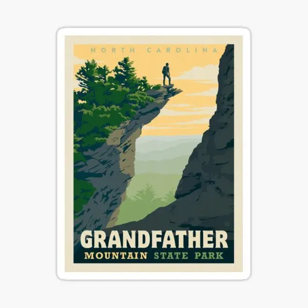 Grandfather Mountain North Carolina Sticker - National Park Sticker - Waterproof Sticker - Bumper Sticker 3x3 inch - Vinyl Sticker Decal for Car Vans Truck Laptop Wall Window Water Bottles