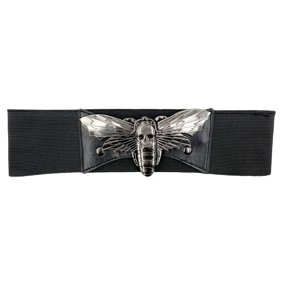 Women's   Elastic Waist Belt Death Moth