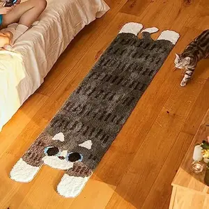 Haukea Cool Rugs for Bedroom Aesthetic Cute Cat Bath Mat Runner Rug Unique Funky Tufted Rugs Funny Cartoon Rug for Dorm Preppy Room Decor 47x16 inch