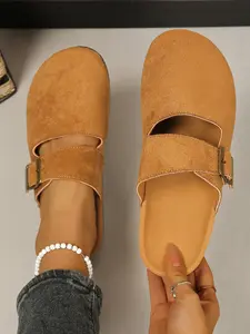 Leather Texture Birkenstock-Style Slip-On Shoes, Soft Sole Anti-Slip Design, Casual Summer Footwear, Comfortable & Stylish