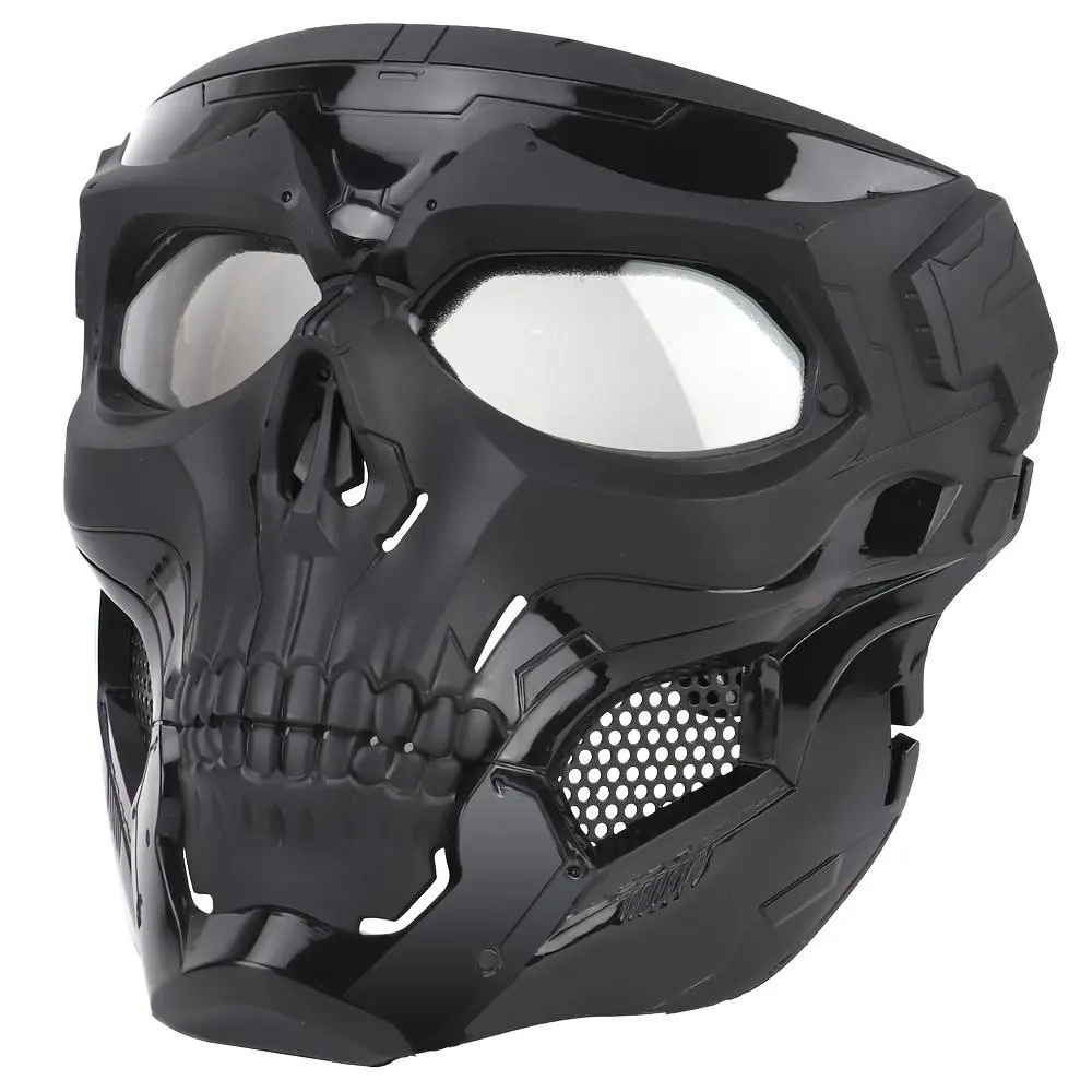 Skull-Themed Nylon-Plastic Portable PC Face Mask - Durable, Drawstring Closure, Party Prop & Accessory for Halloween Costumes, Outdoor Activities