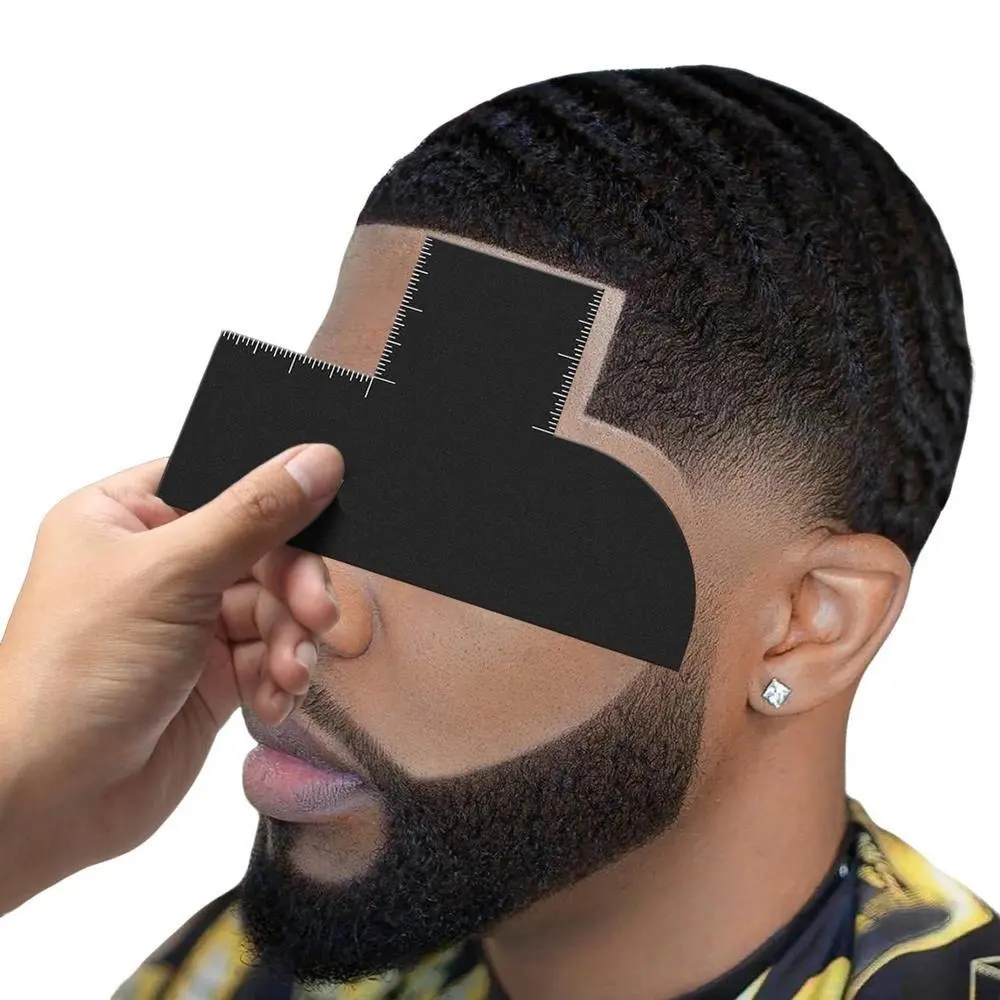 Black Barber Enhancement Card T Shape Hairline Shaping Tool with Measurement Indicator Reusable Spray Edge Line Up Guide for Precision Haircuts and Beards