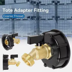 275 330 Gallon IBC Tote Water Tank Adapter 2" Brass Hose Faucet Valve Connector