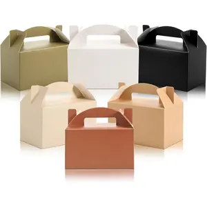 24PCS Boho Gable Gift Boxes – Colorful Paper Treat Boxes for Graduation, Birthday, Wedding Party Favors, Candy & Snacks – 6" x 3.5" x 3.5"