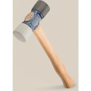 24 oz Double-Face Hammer with Soft/Hard Tips - Hickory Wood Handle Mallet - Durable Rubber Mallet for Woodworking - Shock Reduction Grip - Heavy Duty Construction Tool repair  tools steel design