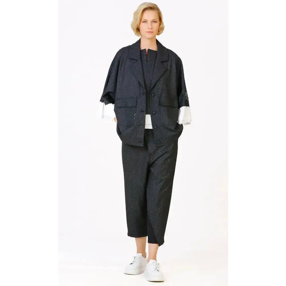 Bize Oversize Jacket with White Fabric Sleeves 24W-BC5002 Collar Comfort Womenswear Casual