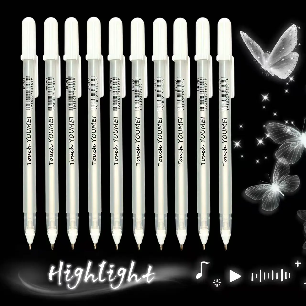 Artist Gel Pens 10 Pack, Aesthetic Gel Pens, 0.9mm Medium Tip, Precision Drawing and Highlighting on Dark Paper, Essential Artistic Supplies, Highlighters, Drawing Tools