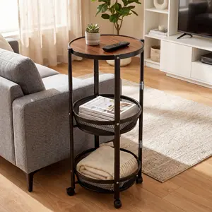 No-Assembly Floor-Standing Kitchen Shelving Unit - Foldable, Expandable, Multifunctional with Fruit and Vegetable Baskets, Convertible to Living Room Storage Cart