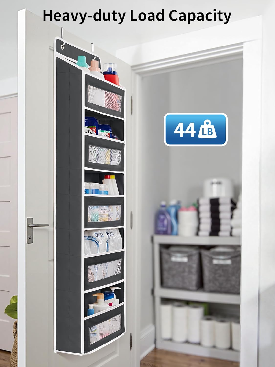 2026 New 20KG Heavy Duty Over-The-Door 5-Tier Organizer | Weekly Clothing Storage with Clear Mesh & Anti-Tip Design. Perfect Space-Saver for Bedroom, Bathroom, Kitchen.