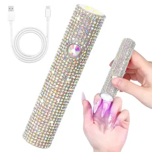 Handheld UV LED Mini Nail Lamp with Rhinestones, Fast Drying Gel Polish Nail Dryer, USB Rechargeabl Portable Cordless UV Light for Gel Nails  250mAh, Valentine’s Day Gift