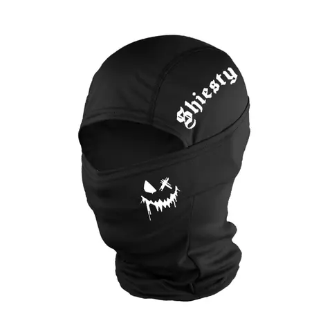 Letter and Smiley Print Full-Face Ski Mask, Unisex Woven Fabric Face Cover Balaclava Headwear for All Seasons, Sporty Loose-Fit Design, Ideal for Outdoor Activities, Protective Gear