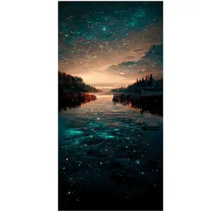 5D DIY Landscape Diamond Painting Kit, Starry Sky River Cross Stitch, Diamond Embroidery Rhinestone Mosaic Art, Home Decor Painting
