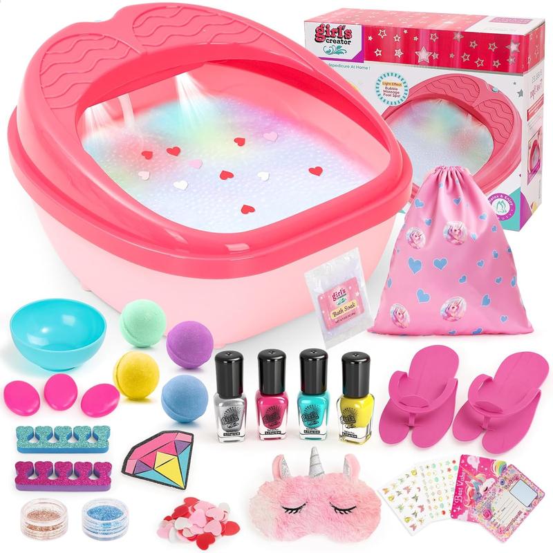 Foot  &  Art Kit for  4-12  -in-1 Foot  Set with Colorful Lights & Manicure Set  Fun Girls  Kit for Parties & Christmas Birthday Gifts for 6 8 9 10-12 Year Old Girls