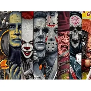 Diamond Art Painting Cross Stitch Kit - Diamond Art Tools Horror Animation Theme DIY Mosaic Art, Ideal For Halloween Home Decoration And Creative Gifts