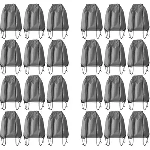 Drawstring Backpack Bulk 24Pcs Draw String Backpack Bags DIY Gym Sports Traveling Yoga Cinch Bag Sackpack Drawstring(grey)
