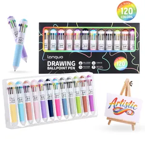 28/60/120 Colors Multicolor Ballpoint Pen Set 0.8mm, 10-in-1 Colored Pens Fine Point Retractable Ballpoint Pens for Office School Supplies Students Gifts, 3/6/12 Pack